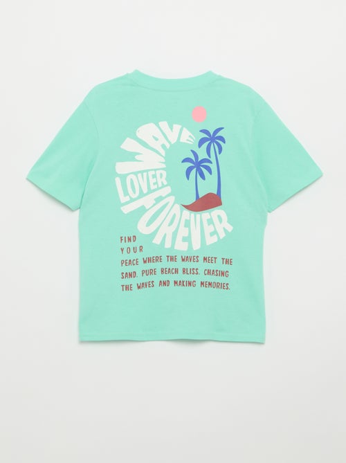 T-shirt met korte mouwen en print op voor- en achterkant - Kiabi