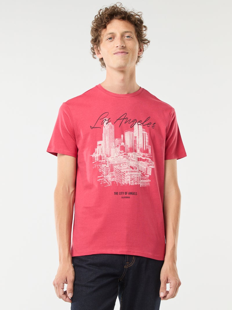 T-shirt met korte mouwen en print Rood - Kiabi