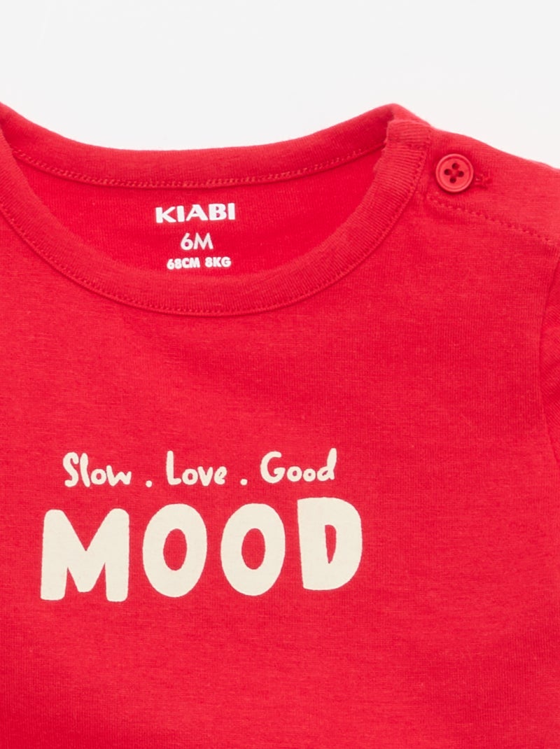 T-shirt met korte mouwen en print Rood - Kiabi