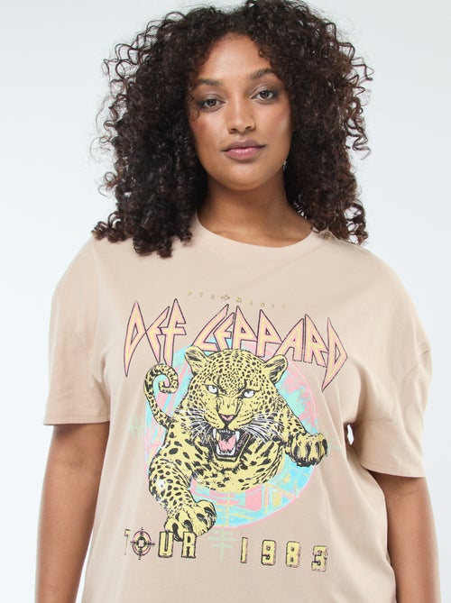T-shirt met korte mouwen en print voor/achter 'Def Leppard' - Kiabi