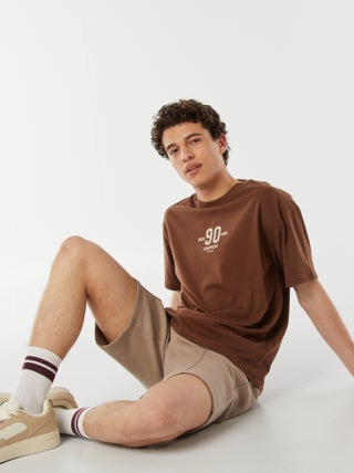 T-shirt met korte mouwen en print voor/achter | 'New York'