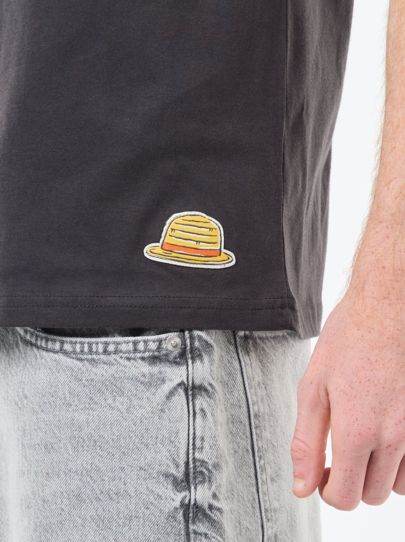 T-shirt met korte mouwen en print voor/achter 'One Piece' ZWART - Kiabi