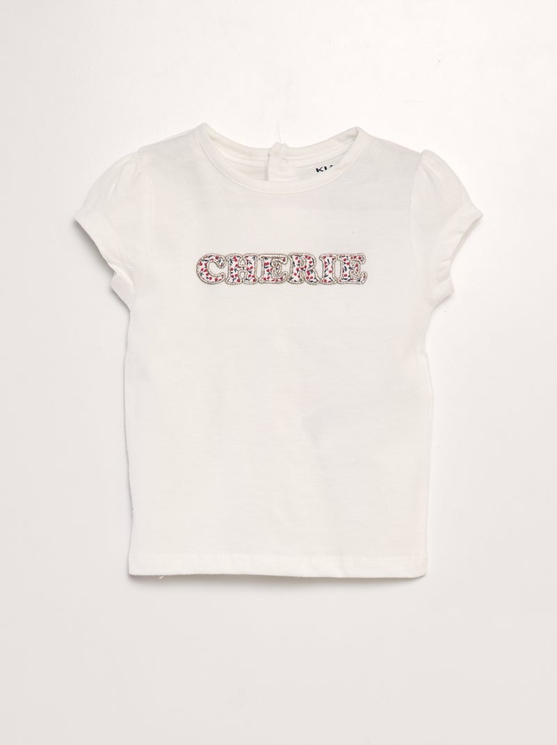 T-shirt met korte mouwen en print WIT - Kiabi
