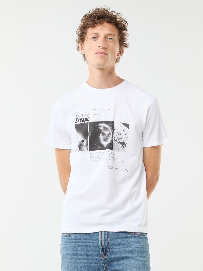 T-shirt met korte mouwen en print Wit - Kiabi
