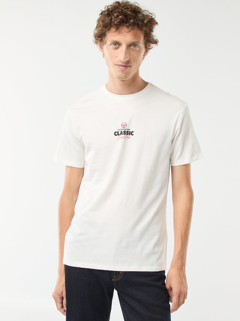 T-shirt met korte mouwen en print Wit - Kiabi