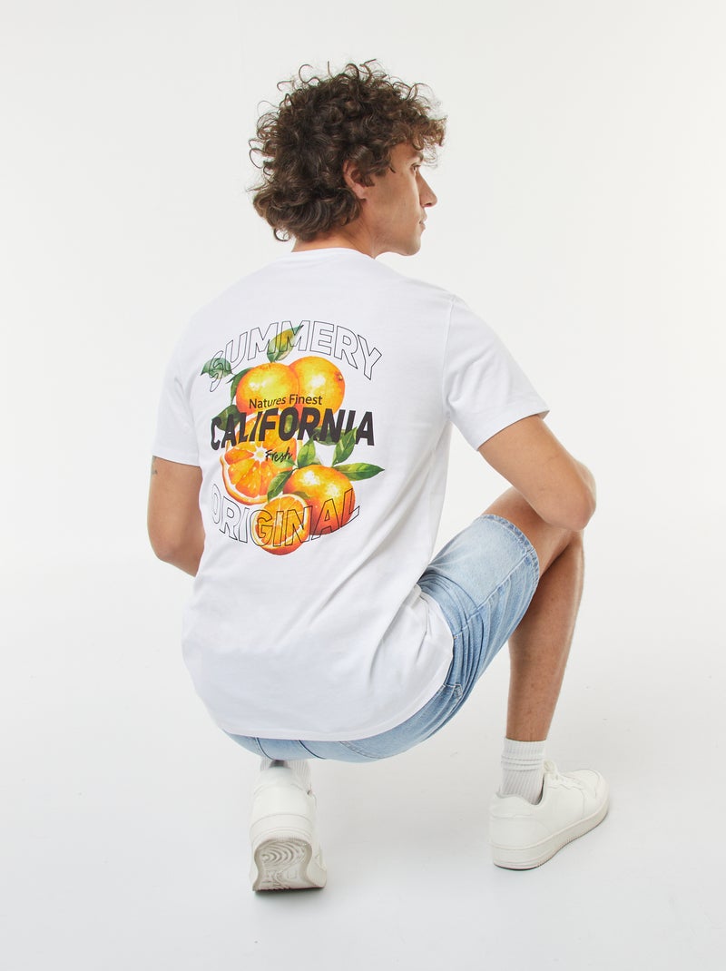 T-shirt met korte mouwen en print Wit - Kiabi