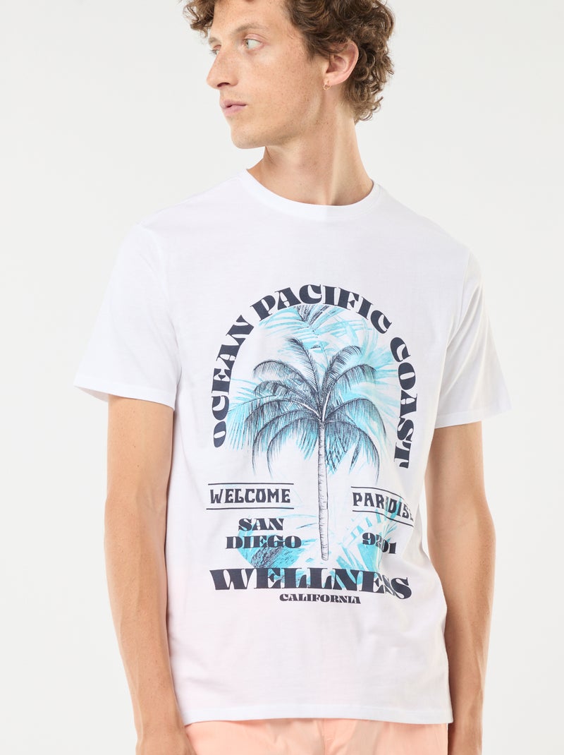 T-shirt met korte mouwen en print Wit - Kiabi