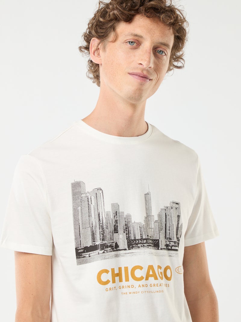 T-shirt met korte mouwen en print Wit - Kiabi