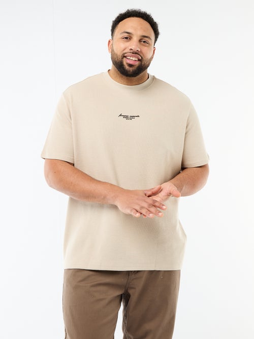 T-shirt met korte mouwen en ronde hals van jacquardkatoen - Kiabi