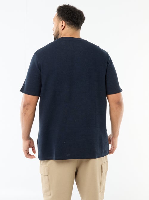 T-shirt met korte mouwen en ronde hals van jacquardkatoen - Kiabi