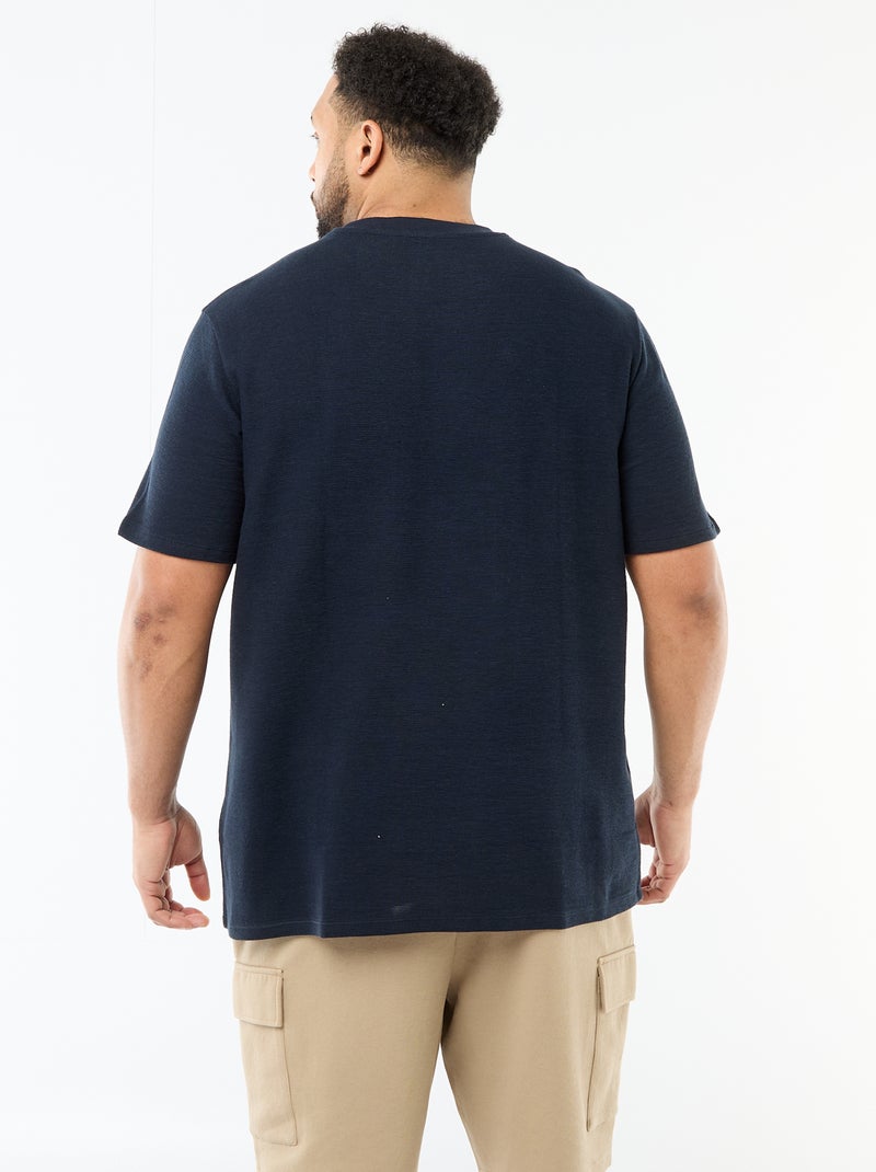 T-shirt met korte mouwen en ronde hals van jacquardkatoen Grijs - Kiabi