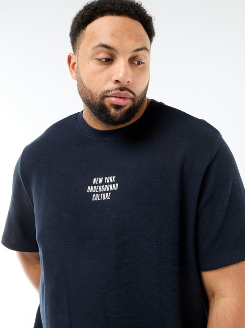 T-shirt met korte mouwen en ronde hals van jacquardkatoen - Kiabi