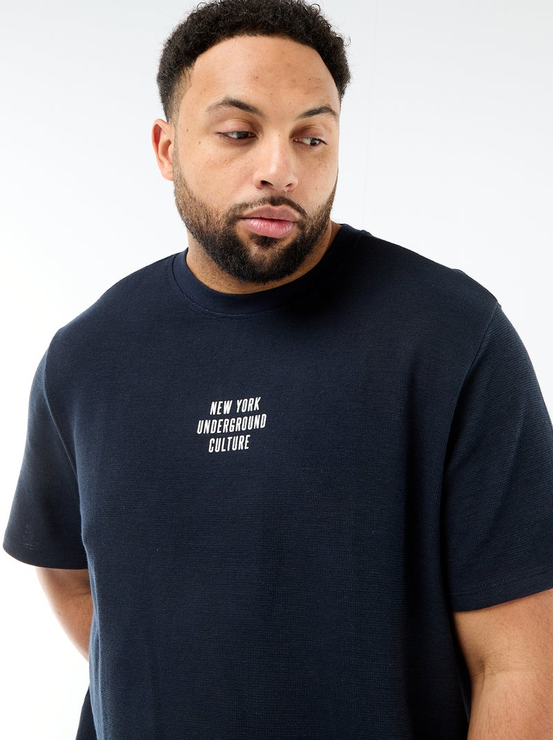 T-shirt met korte mouwen en ronde hals van jacquardkatoen Grijs - Kiabi