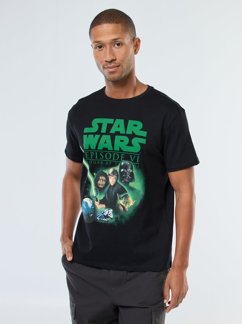 T-shirt met korte mouwen en 'Star Wars'-print Zwart - Kiabi
