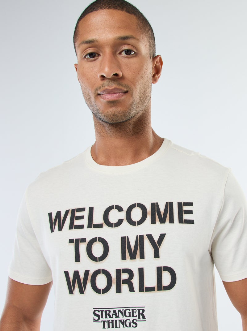 T-shirt met korte mouwen en 'Stranger Things'-print Wit - Kiabi