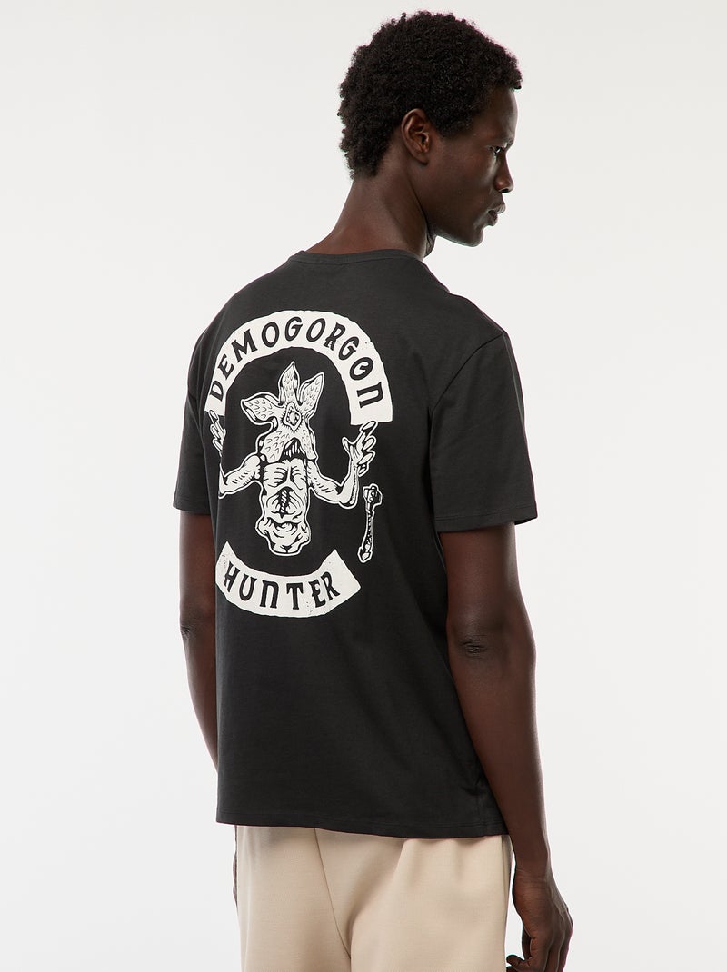 T-shirt met korte mouwen en 'Stranger Things'-print Zwart - Kiabi