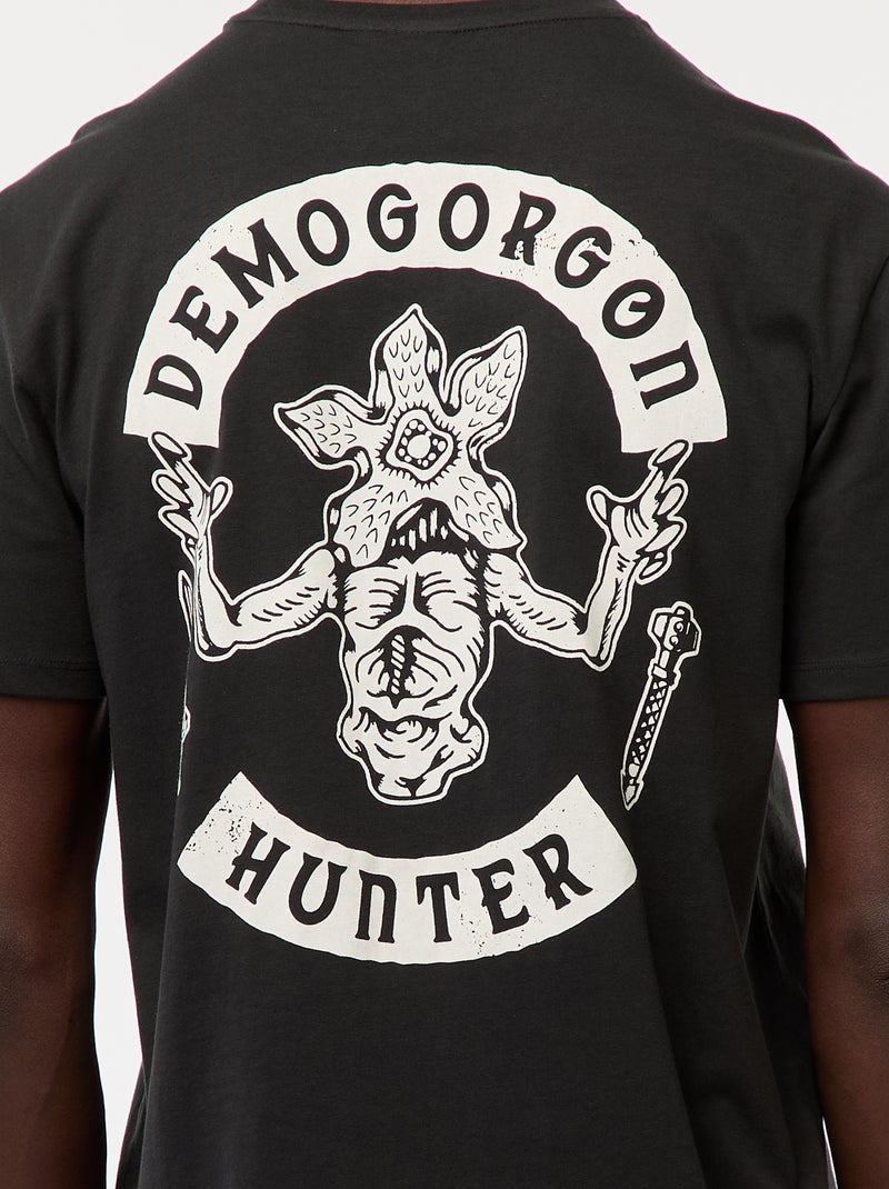 T-shirt met korte mouwen en 'Stranger Things'-print Zwart - Kiabi