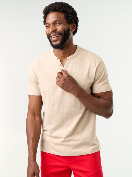 T-shirt met korte mouwen en tuniekkraag - Kiabi