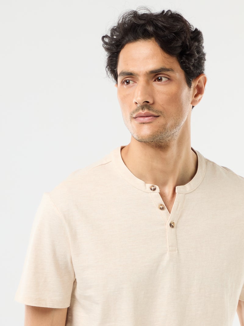 T-shirt met korte mouwen en tuniekkraag Biege - Kiabi