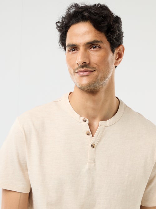 T-shirt met korte mouwen en tuniekkraag - Kiabi