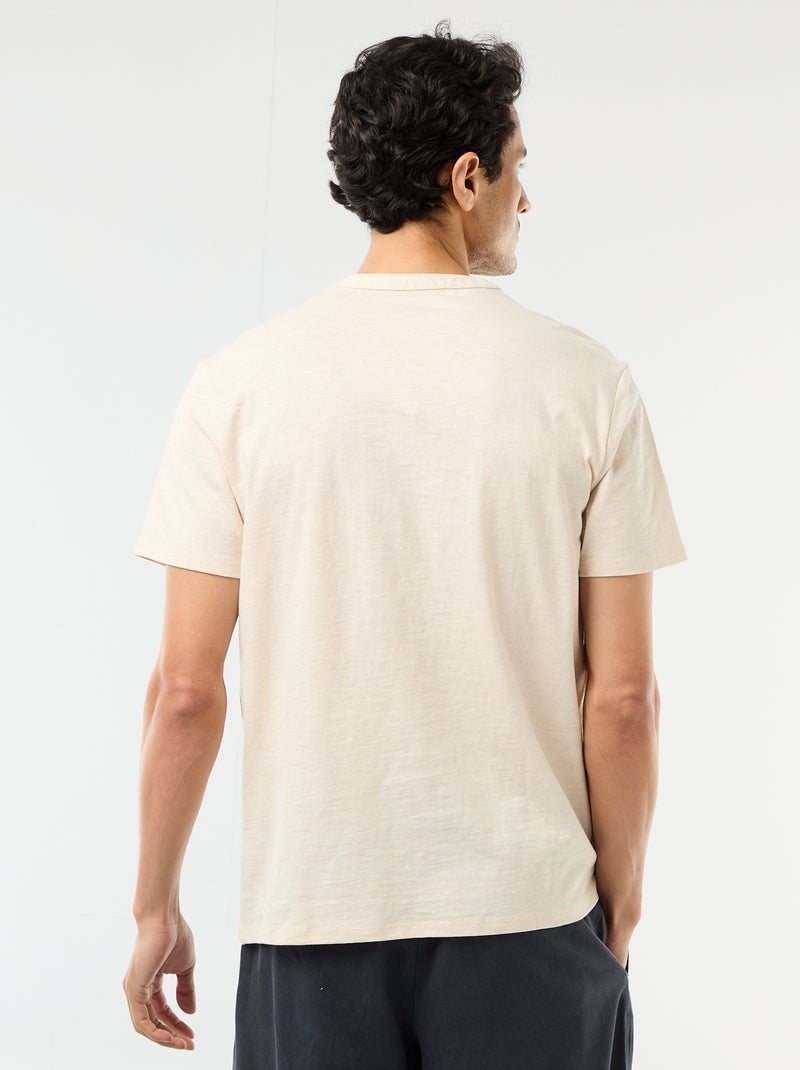 T-shirt met korte mouwen en tuniekkraag Biege - Kiabi