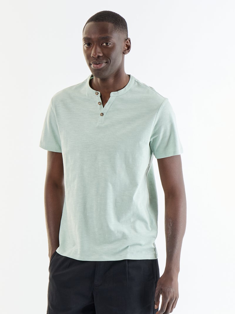 T-shirt met korte mouwen en tuniekkraag Blauw - Kiabi