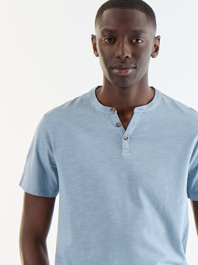 T-shirt met korte mouwen en tuniekkraag Blauw - Kiabi