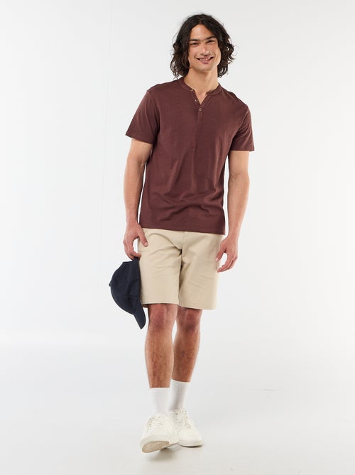 T-shirt met korte mouwen en tuniekkraag - Kiabi