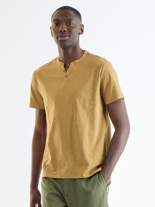 T-shirt met korte mouwen en tuniekkraag - Kiabi