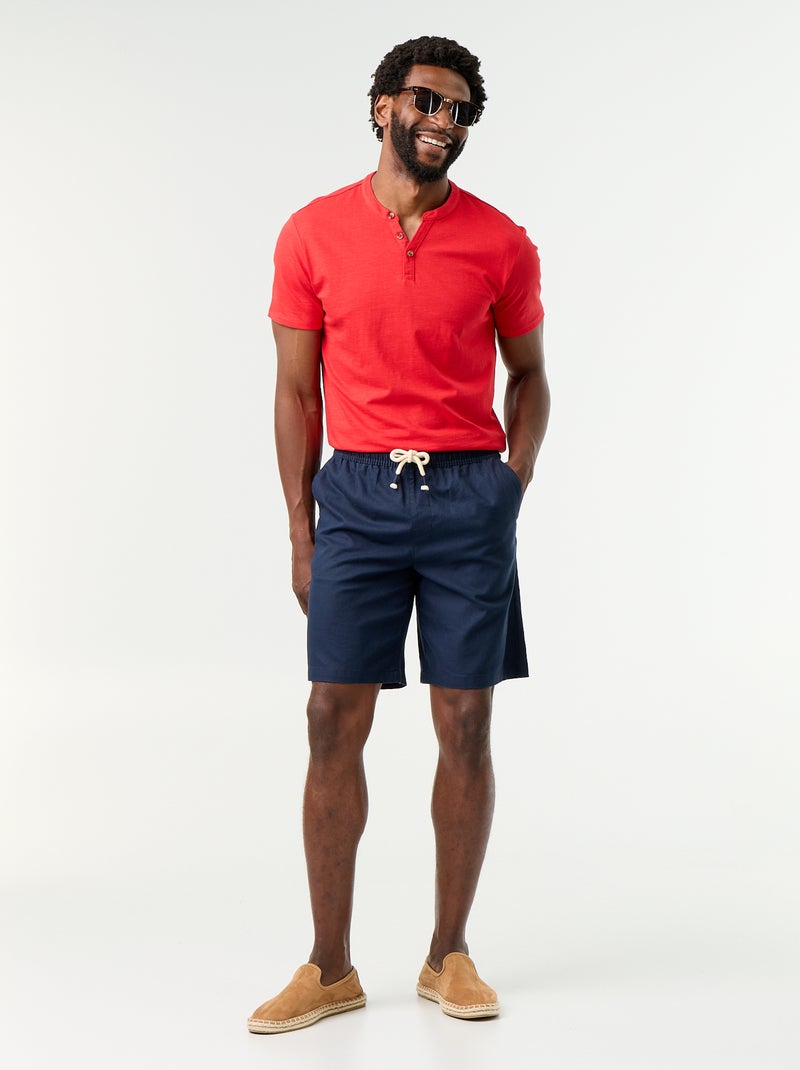 T-shirt met korte mouwen en tuniekkraag Rood - Kiabi