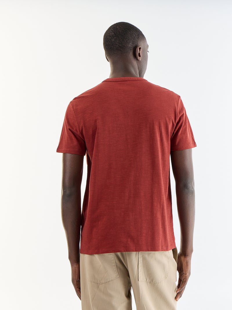 T-shirt met korte mouwen en tuniekkraag Rood - Kiabi