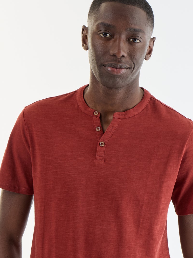T-shirt met korte mouwen en tuniekkraag Rood - Kiabi