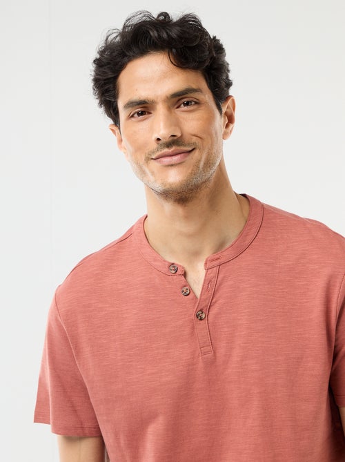 T-shirt met korte mouwen en tuniekkraag - Kiabi