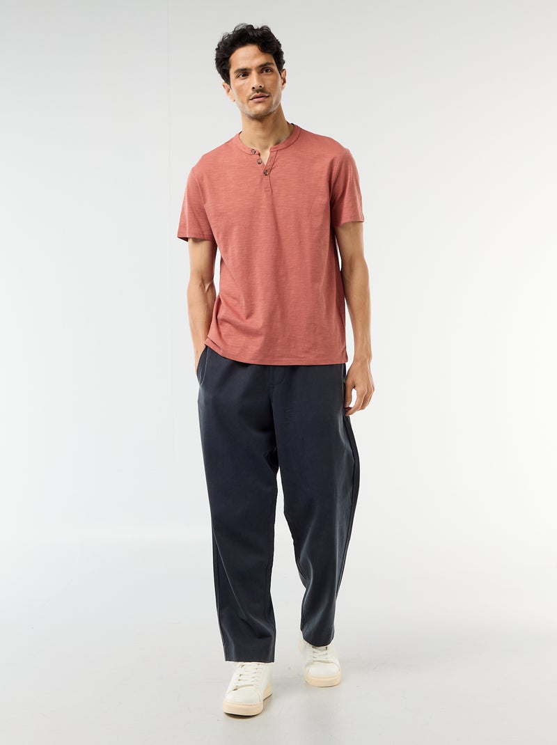 T-shirt met korte mouwen en tuniekkraag Rose - Kiabi