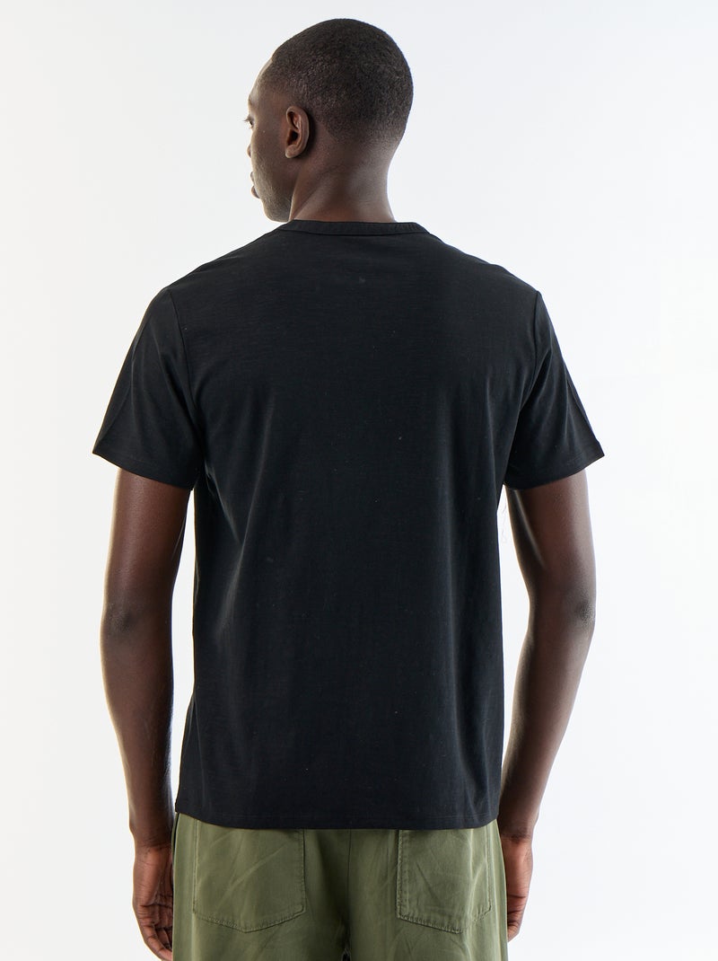 T-shirt met korte mouwen en tuniekkraag Zwart - Kiabi