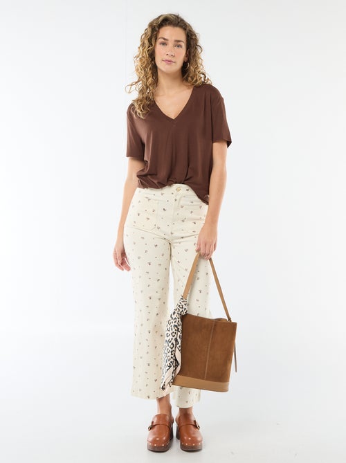 T-shirt met korte mouwen en V-hals - Kiabi