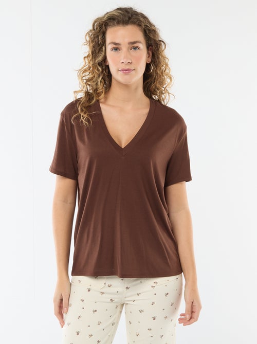 T-shirt met korte mouwen en V-hals - Kiabi