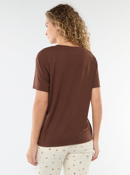 T-shirt met korte mouwen en V-hals - Kiabi