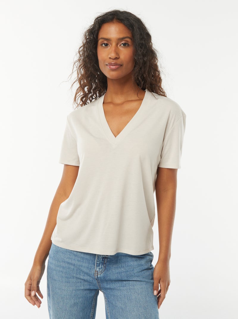T-shirt met korte mouwen en V-hals Grijs - Kiabi