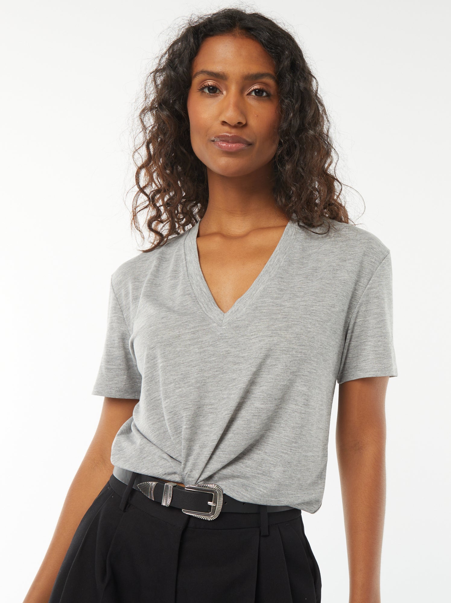 Dames T-shirt Met V-hals Diep Marine Blauw Fruit Of The Loom