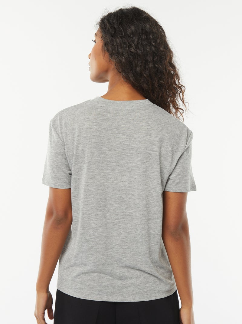 T-shirt met korte mouwen en V-hals Grijs - Kiabi