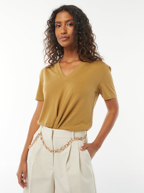 T-shirt met korte mouwen en V-hals - Kiabi