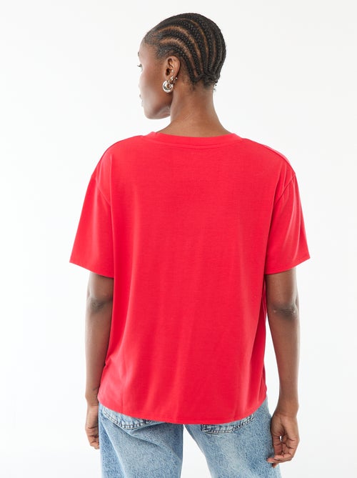 T-shirt met korte mouwen en V-hals - Kiabi