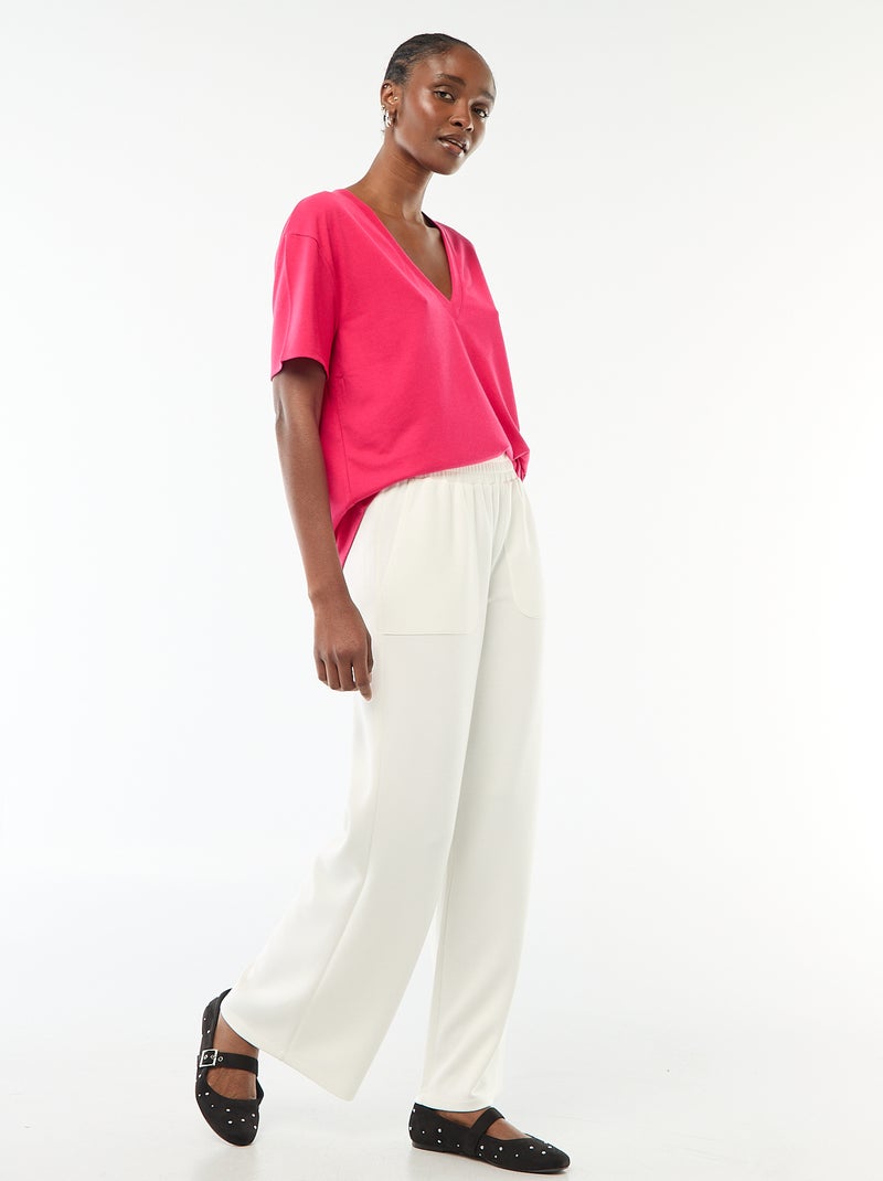 T-shirt met korte mouwen en V-hals Rose - Kiabi