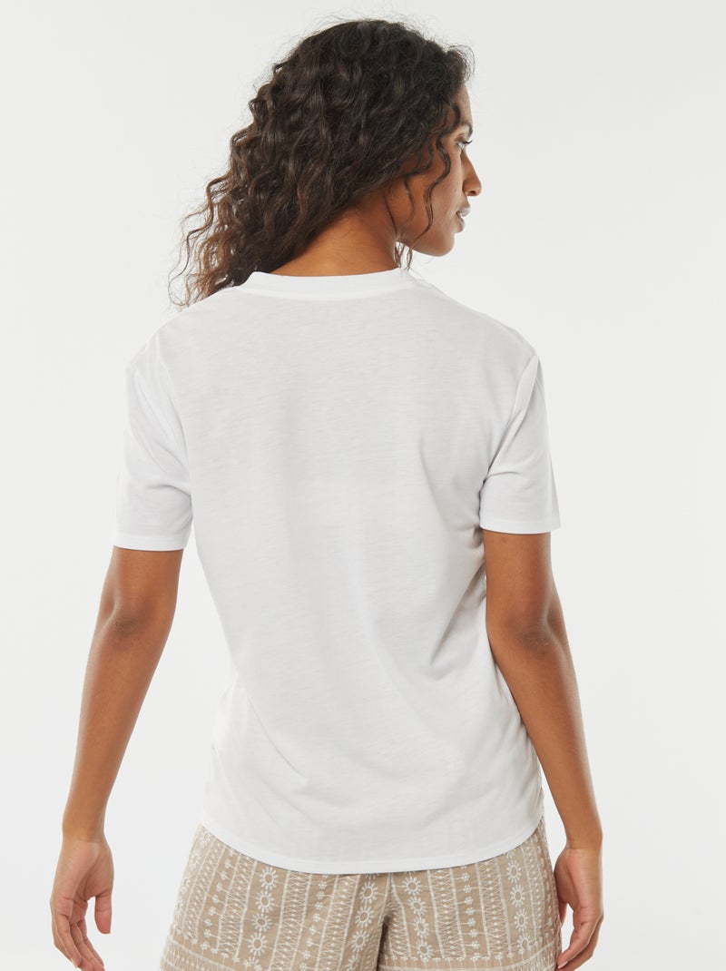 T-shirt met korte mouwen en V-hals wit - Kiabi