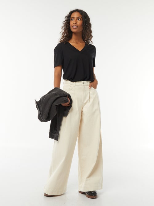 T-shirt met korte mouwen en V-hals - Kiabi