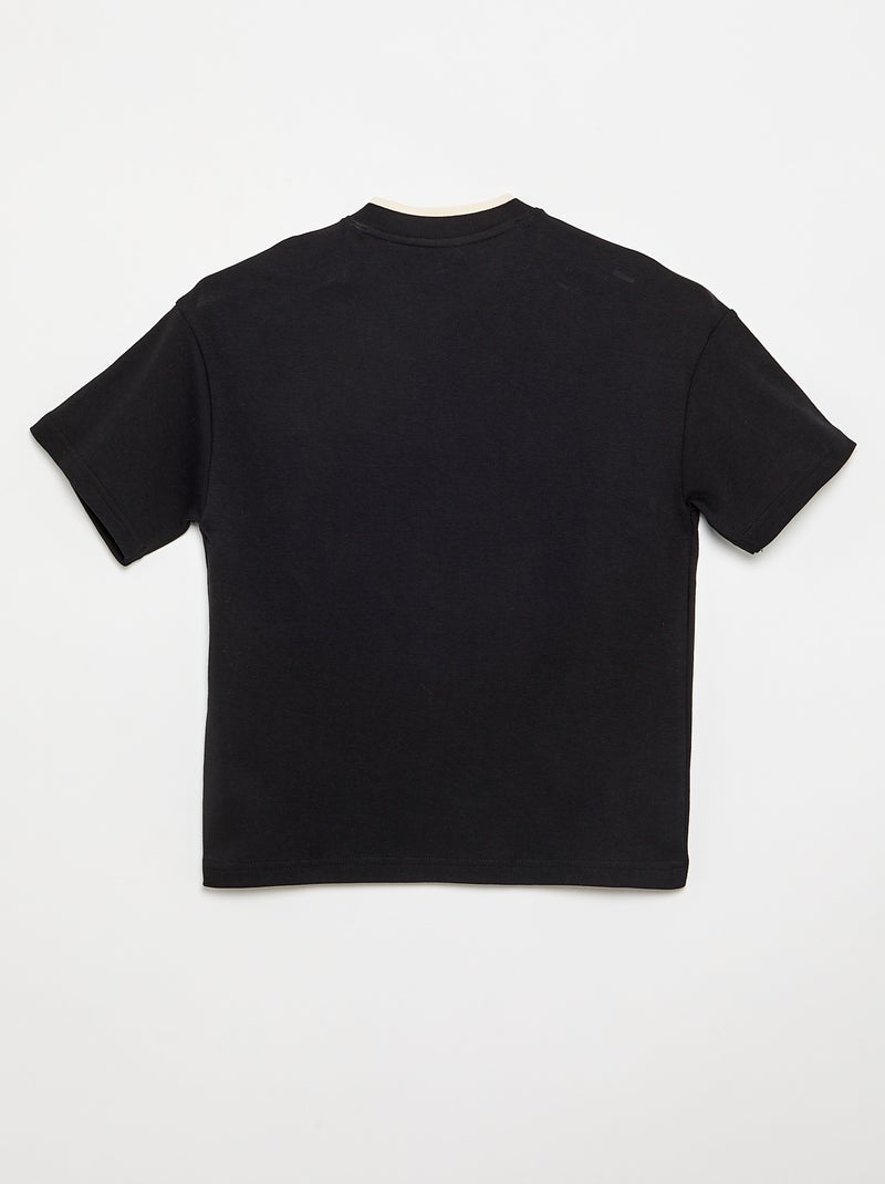 T-shirt met korte mouwen en V-hals Zwart - Kiabi