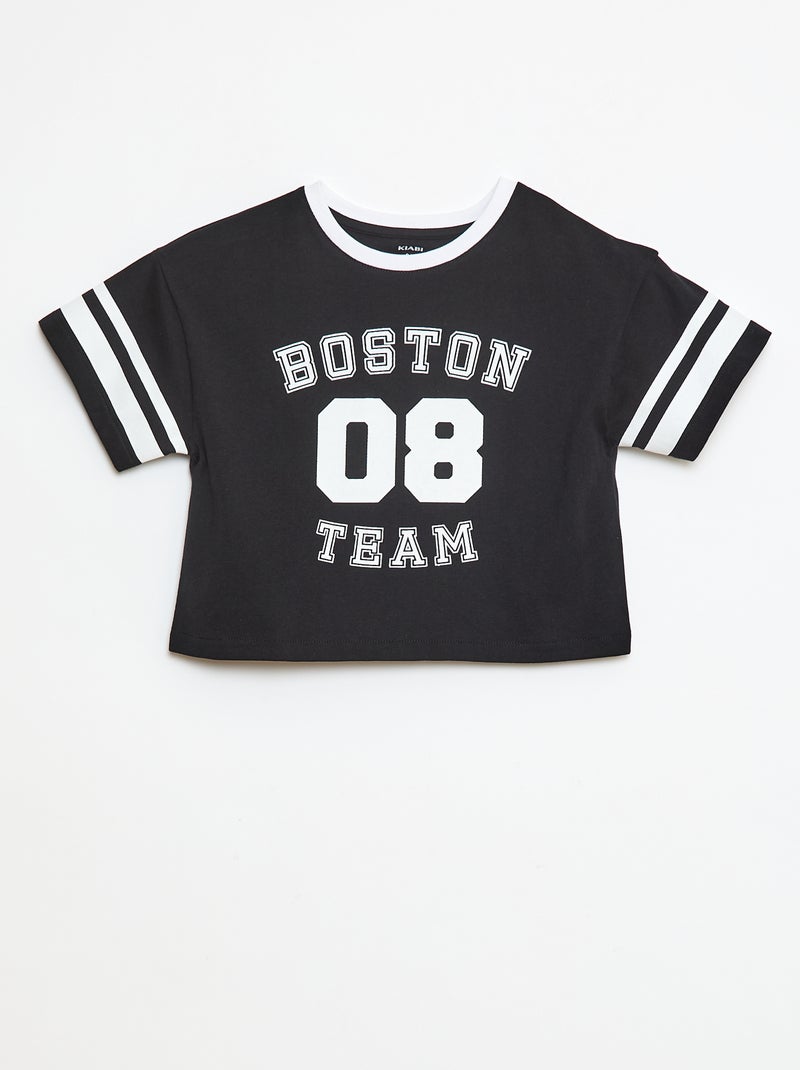 T-shirt met korte mouwen in American sports-stijl Zwart - Kiabi