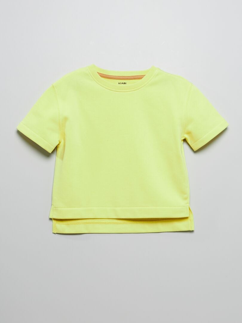 T-shirt met korte mouwen in sweatstijl geel - Kiabi