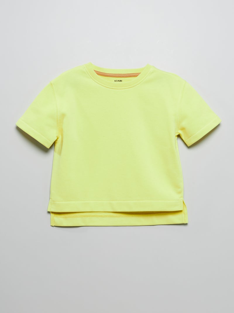 T-shirt met korte mouwen in sweatstijl geel - Kiabi
